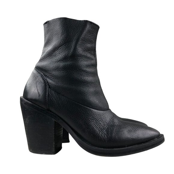 Topshop Women's Size 36** Soft Black Leather High Heel Side Zip Ankle Boots - Picture 1 of 16